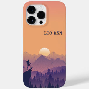 Coque Pour Pour iPhone 14 Pro Max Coucher de soleil de montagne vintage violet jaune