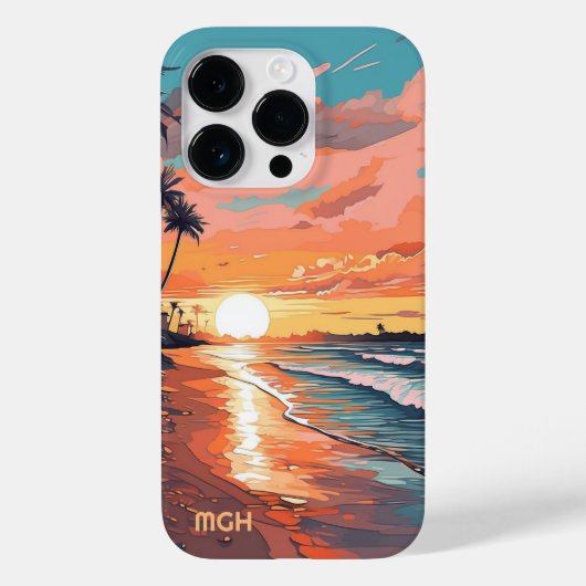 Coques Case-Mate iPhone Coucher de soleil de plage tropicale sur mesure (Verso)