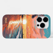 Coques Case-Mate iPhone Coucher de soleil de plage tropicale sur mesure (Verso (horizontal))
