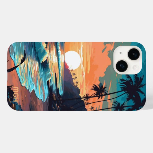 Coques Case-Mate iPhone Coucher de soleil de plage tropicale sur mesure (Verso (horizontal))