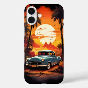 Coques iPhone 16 Plus Coucher de soleil de voiture Vintage - Cadeau pour