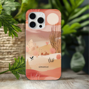 Coque iPhone 15 Pro Max Coucher de soleil du désert Abstrait Floral Nom pe