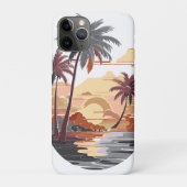 Coques Case-Mate iPhone Coucher de soleil hawaïen avec palmier. (Dos)