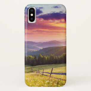 Coque iPhone X Coucher de soleil majestueux dans les montagnes