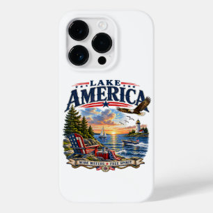 Coque Pour iPhone 14 Pro Coucher de soleil patriotique aigle américain sur