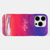 Coques Case-Mate iPhone Coucher de soleil rose bleu nuages confetti nom po (Verso (horizontal))