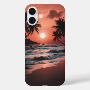 Coques iPhone 16 Plus coucher de soleil sur la plage côtière