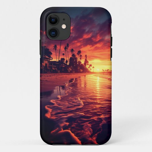 Coques Case-Mate iPhone Coucher de soleil sur la plage de l'île aux palmie (Dos)