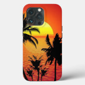 Coques Case-Mate iPhone Coucher de soleil sur la plage et palmiers (Verso)