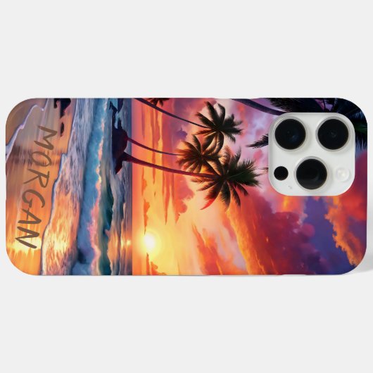 Coques Case-Mate iPhone Coucher de soleil sur la plage tropicale personnal (Verso (horizontal))