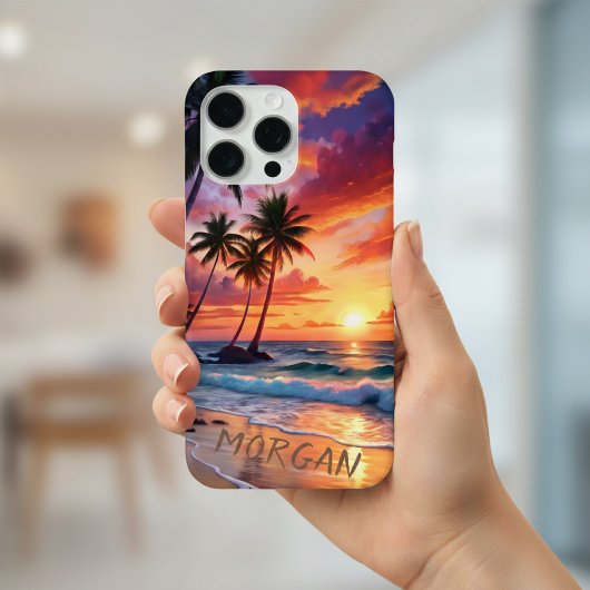 Coques Case-Mate iPhone Coucher de soleil sur la plage tropicale personnal