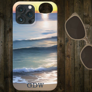 Case-Mate iPhone Case Coucher de soleil sur le monogramme de plage