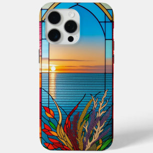 Coque iPhone 15 Pro Max Coucher de soleil sur un rivage rocheux