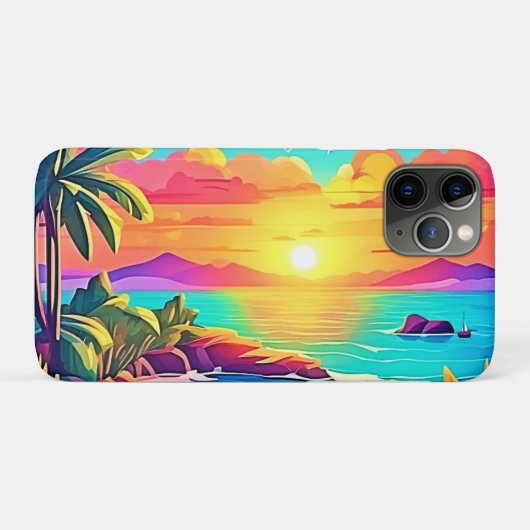 Coques Case-Mate iPhone Coucher de soleil tropical : Ciel vif (Dos (Horizontal))