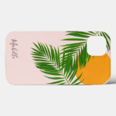 Coques Case-Mate iPhone Coucher de soleil tropical rétro feuilles de palmi (Verso (horizontal))