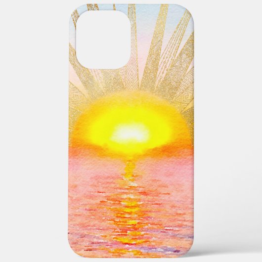 Coques Case-Mate iPhone Coucher d'or Soleil Mandala Aquarelle Mer (Verso)