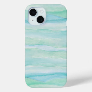 Coque Pour iPhone 15 Couches de Motif Abstrait couleur d'aquarelle bleu