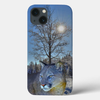 Coques Pour iPhone Cougar Mountain Lion & Winter Tree