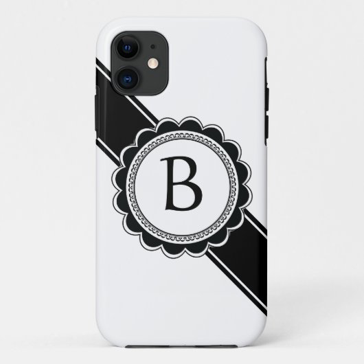 Coques Case-Mate iPhone Couleur chic de coutume de monogramme d'élégance (Dos)
