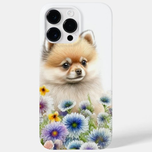 COQUES Case-Mate iPhone COULEUR D'EAU ADORABLE CHIEN POMERANIEN ROUGE (Verso)