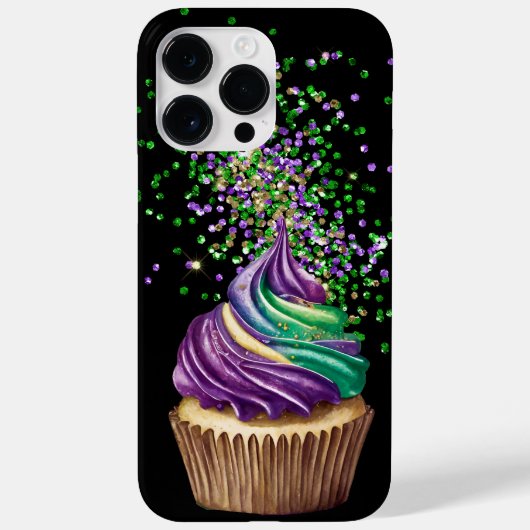 COQUES Case-Mate iPhone COULEUR D'EAU PURPLE ET VERTE MARDI GRAS CUPCAKE (Verso)