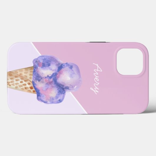 Coques Case-Mate iPhone Couleur d'eau violette personnalisée Crème glacée (Verso (horizontal))