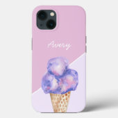 Coques Case-Mate iPhone Couleur d'eau violette personnalisée Crème glacée (Verso)