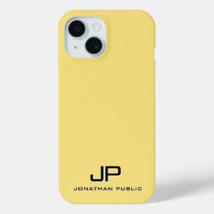 Coque Pour iPhone 15 Couleur or Elegant Monogramme Modèle personnalisé