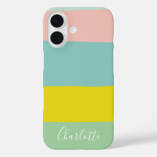 Coques iPhone 16 Couleur Pastel Personnalisée Bloc de couleur Moder