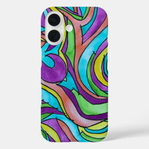 Coques iPhone 16 Couleur Rhythm-Main Peint Aquarelle Abstraite Art