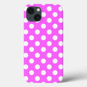 Case-Mate iPhone Case Couleur Rose Frappante Et Pois Blancs mignons