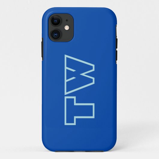 Coques Case-Mate iPhone Couleur solide bleu Cobalt | Monogramme minimal (Dos)