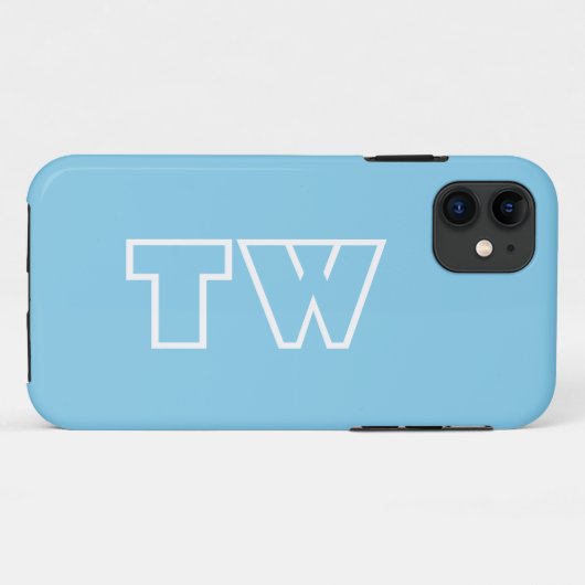 Coques Case-Mate iPhone Couleur solide bleu cristal | Monogramme minimal (Dos (Horizontal))
