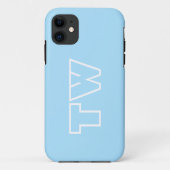 Coques Case-Mate iPhone Couleur solide bleu glace | Monogramme minimal (Dos)