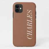 Coques Case-Mate iPhone Couleur solide Brown ambre | Nom minimal (Dos)