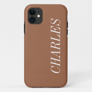 Case-Mate iPhone Case Couleur solide Brown ambre Nom minimal