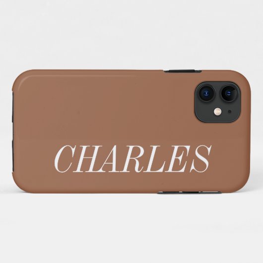 Coques Case-Mate iPhone Couleur solide Brown ambre | Nom minimal (Dos (Horizontal))