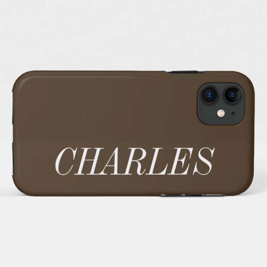 Coques Case-Mate iPhone Couleur solide Brown café | Nom minimal (Dos (Horizontal))