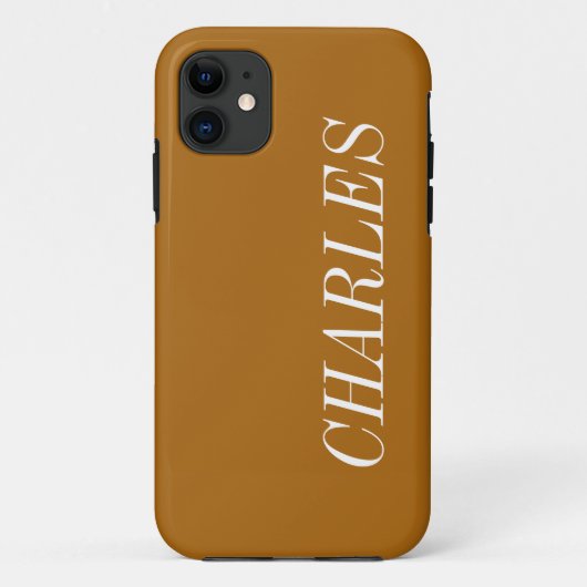 Coques Case-Mate iPhone Couleur solide Brown d'érable | Nom minimal (Dos)