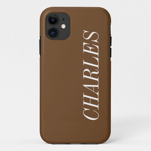 Coques Case-Mate iPhone Couleur solide Brown noix | Nom minimal (Dos)