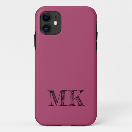 Coques Case-Mate iPhone Couleur solide du vin de rubis | Initiale minimale (Dos)