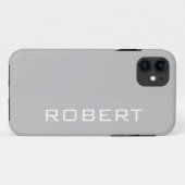 Coques Case-Mate iPhone Couleur solide gris argent | Nom minimal (Dos (Horizontal))