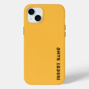 Coque iPhone 15 Mini Couleur solide jaune doux et personnalisée, minima
