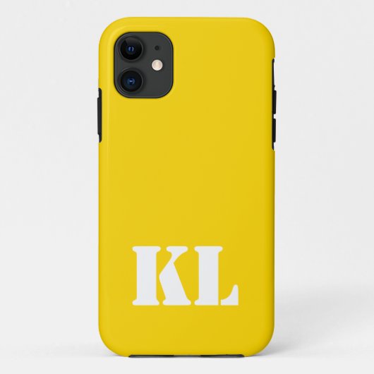 Coques Case-Mate iPhone Couleur solide métal or | Monogramme minimal (Dos)