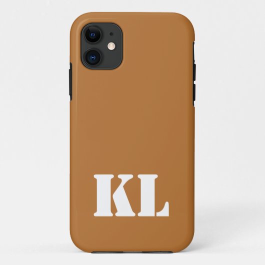 Coques Case-Mate iPhone Couleur solide métallique cuivre | Monogramme mini (Dos)