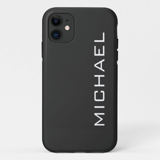 Coques Case-Mate iPhone Couleur solide noire de suie | Nom minimal (Dos)