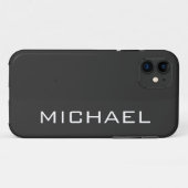Coques Case-Mate iPhone Couleur solide noire de suie | Nom minimal (Dos (Horizontal))