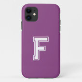 Coques Case-Mate iPhone Couleur solide Plum | Monogramme minimal (Dos)