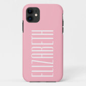 Coques Case-Mate iPhone Couleur solide rose cerise en fleurs | Nom minimal (Dos)