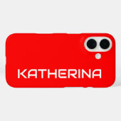 Coques Case-Mate iPhone Couleur solide rouge | Nom blanc classique (Verso (horizontal))